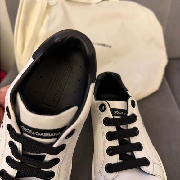 Dolce & Gabbana White and Black Kids Sneakers - Picture 6 of 7